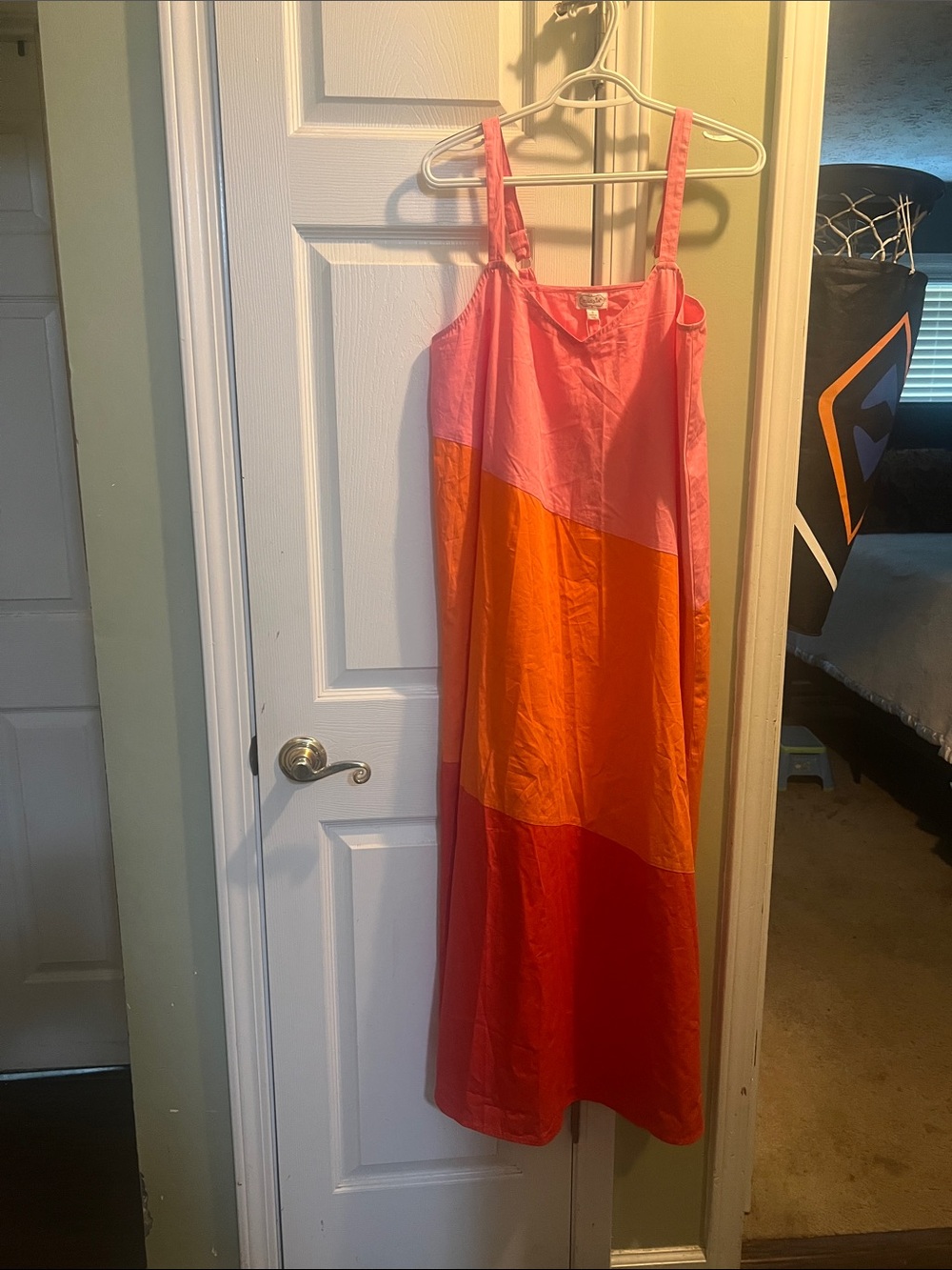 Mud Pie Pink, Orange & Red Colorblock Sleeveless Maxi Dress